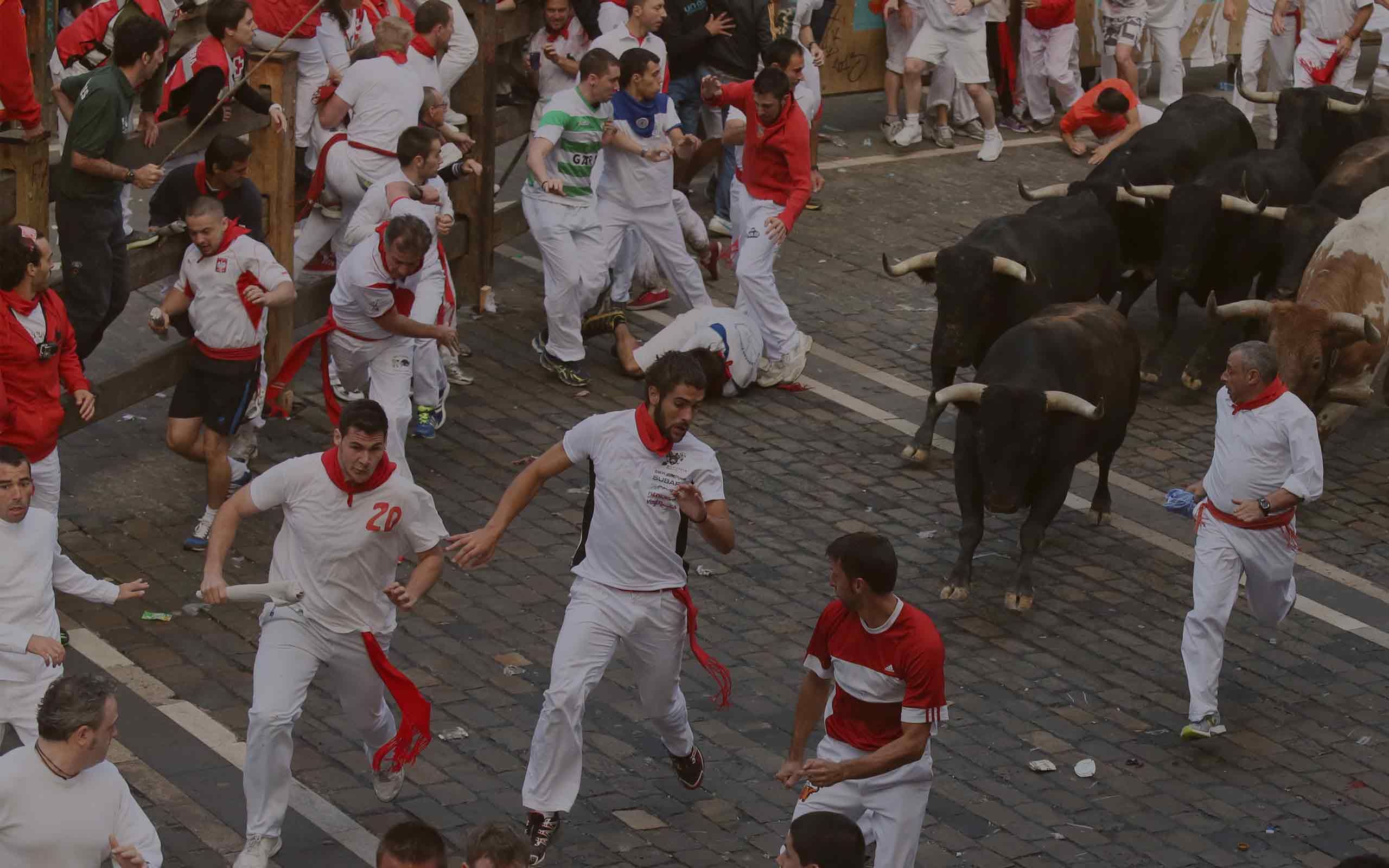 Pamplona Running of the Bulls from a Private Balcony